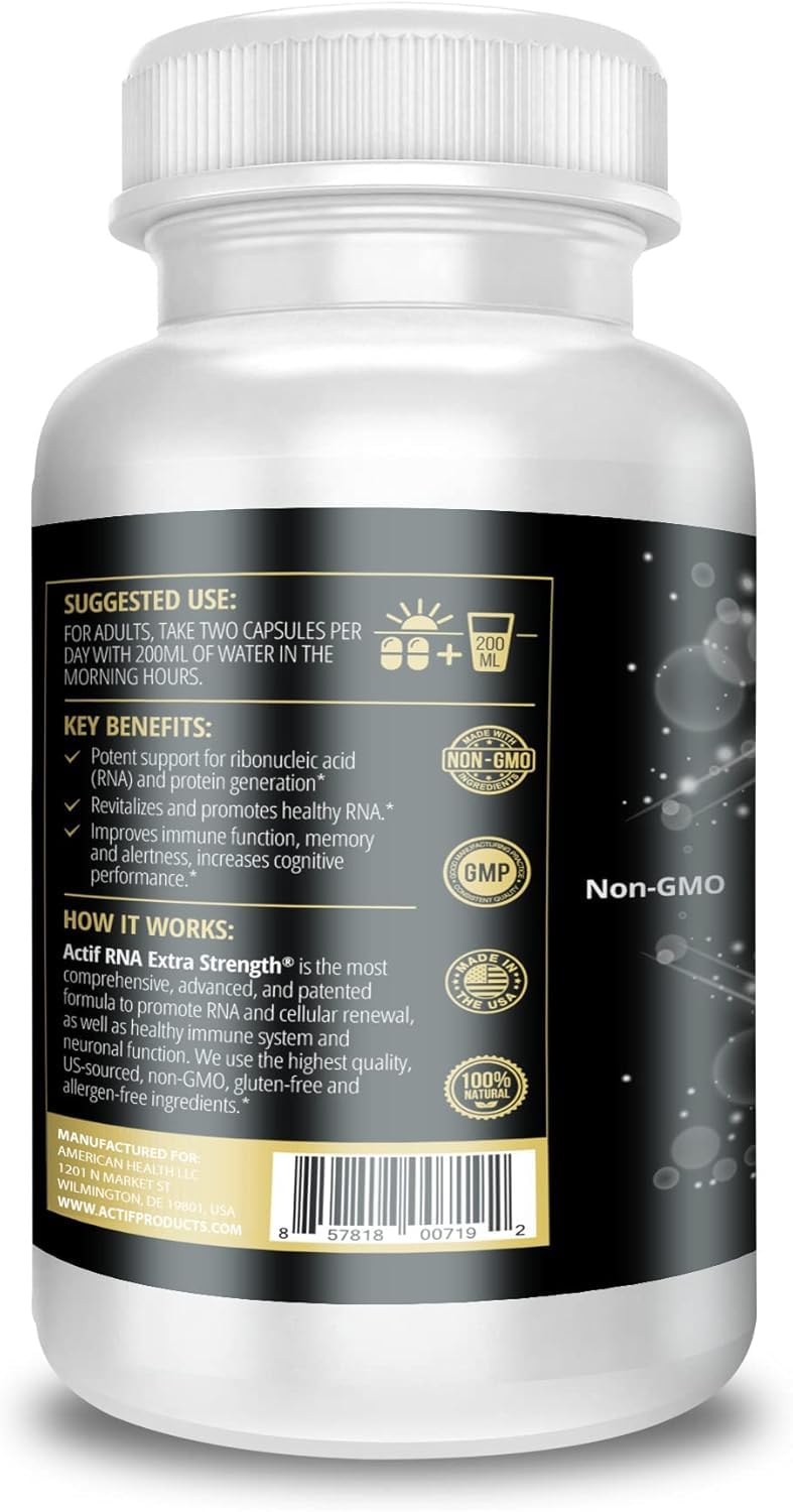 ACTIF RNA Extra Strength 1000 Mg, RNA Supplement with Memory and Immune Support, 60 Capsules