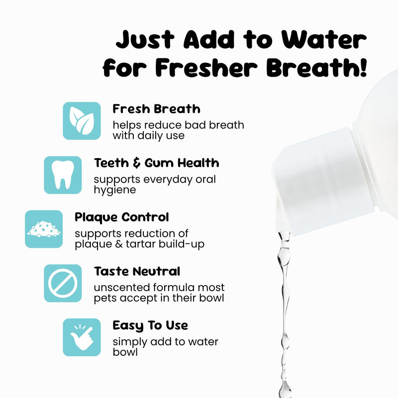 Dental Solution Water Additive for Dogs, Freshens Breath, Reduces Plaque & Tartar, Alcohol-Free Natural Formula, Easy Daily Oral Care, Made in the UK - 250ml