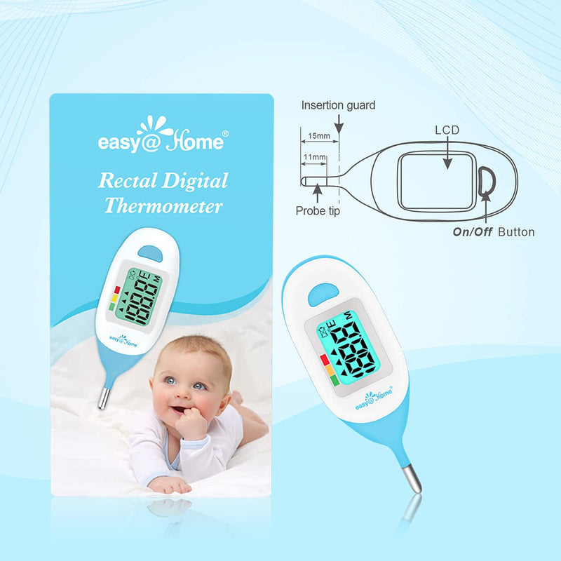 Easy@Home Baby Rectal Thermometer with Fever Indicator, Clear LCD Display for Fast Readings, Soft Flexible Tip for Infant & Newborn Use – EMT-027