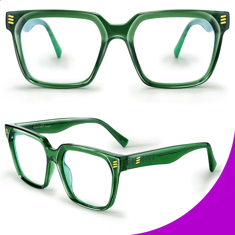VISOONE Rectangle TR90 Blue Light Blocking Glasses Computer Glasses with Preppy Look for Women and Men Cougar Cougar Upg Basil Green - BeesActive Australia