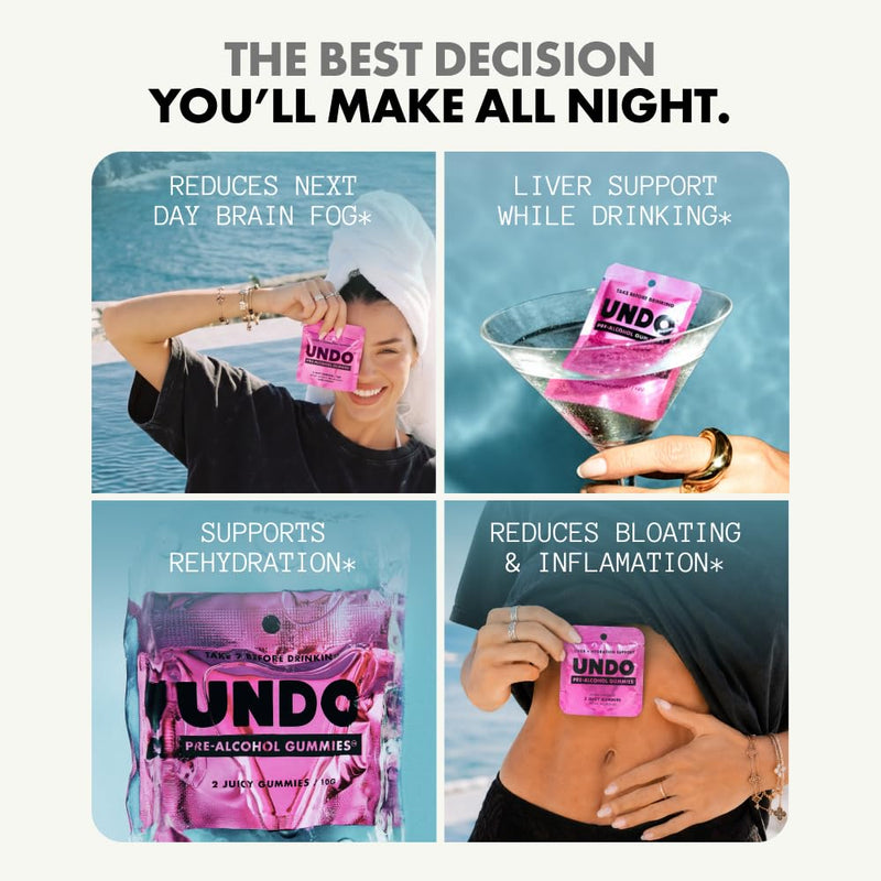 Undo Gummies® Pre-Alcohol Gummies (5 Servings) Tropical Flavor | Before/While Drinking - DHM, Milk Thistle, Magnesium, & Zinc - Electrolytes & Vitamin B12 - Gluten Free & Vegan - Made in USA 5