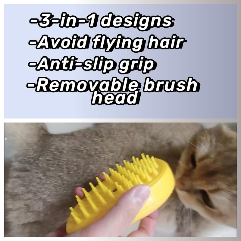 Pet Steam Brush, Pet Hair Removal Brush for Small Dog and Cats, Pet Cleaning Brush, Pet Massage Brush, Cat Hair Remover Brush - BeesActive Australia