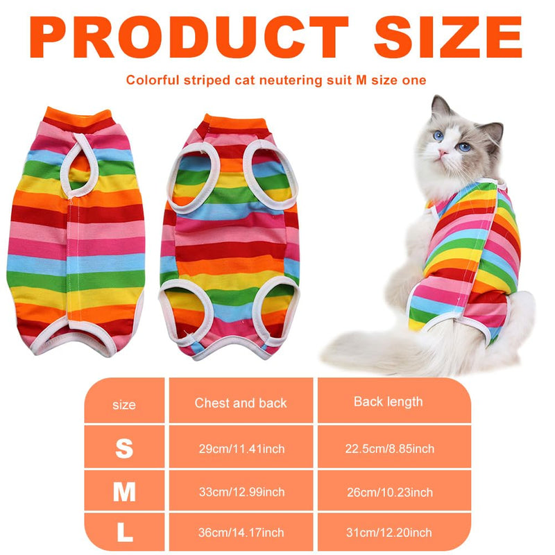 Cat Recovery Suit, Professional Recovery Suit, Cat Suit, Post Surgery Medical Care, Cone Collar, Alternatives, Anti-Licking Wound Vest Bodysuit for Male Female Cats, L Colorful - BeesActive Australia