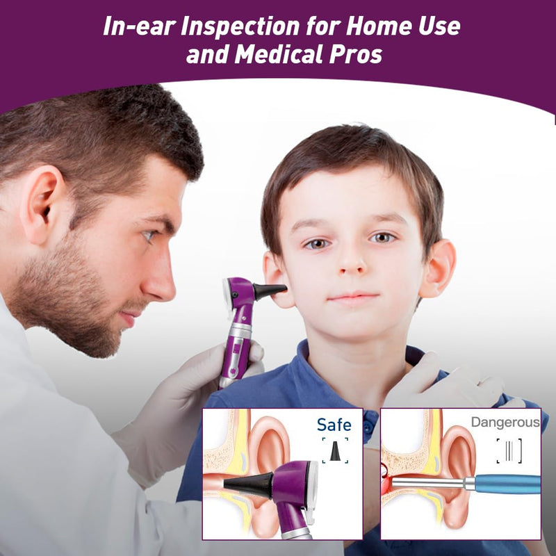 Scian Otoscope - Ear Scope with Light, Fiber Optic Otoscopes with Hard Plastic Case, Pocket Diagnostic Ear Infection Detector for Kids Adults Home Use (Purple) Purple - BeesActive Australia