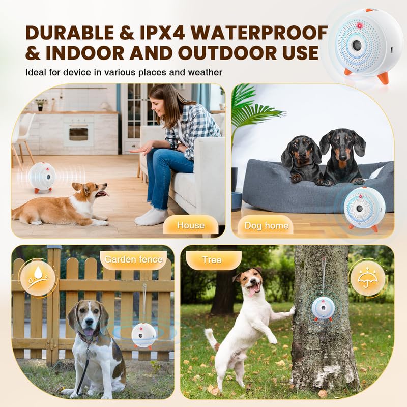 Dog Bark Deterrent Devices, Indoor Barking Dog Deterrent, 33FT Anti BarkingDevice for Dogs, Indoor Bark Control for Dogs Rechargeable BarkBox Stop Barking, White
