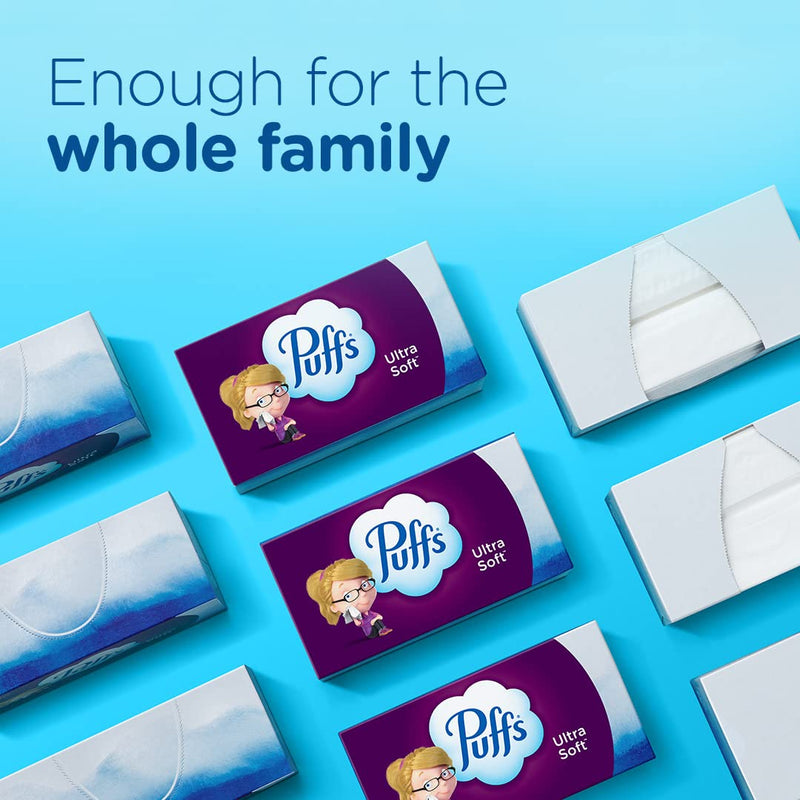 Puffs Ultra Soft Facial Tissues, 1 Family Size Box, 124 Facial Tissues Per Box 124 Count (Pack of 1) - BeesActive Australia