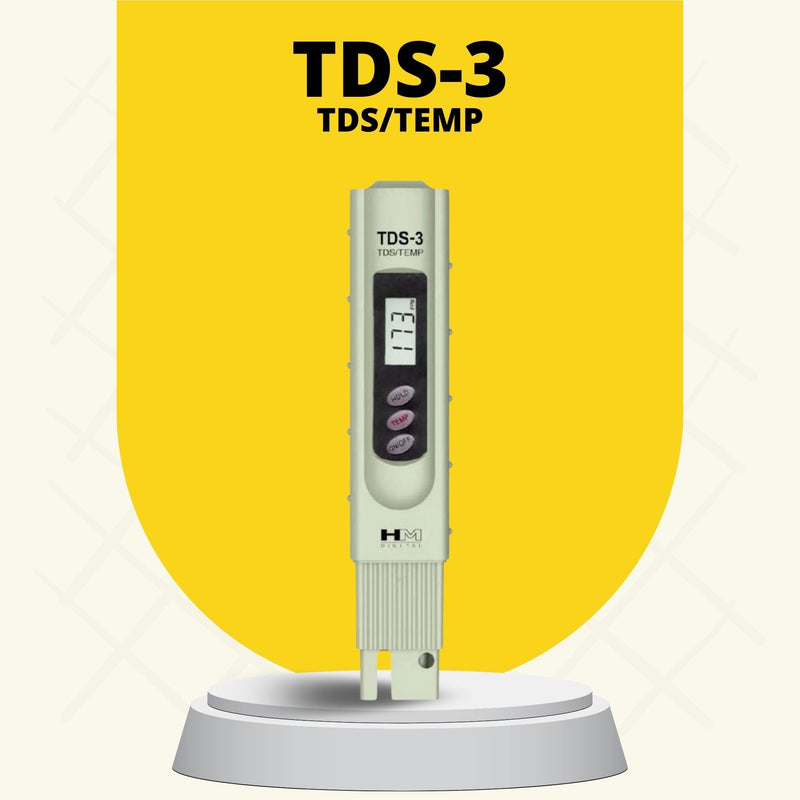 HM Digital TDS-3 Handheld TDS Meter With Carrying Case, 0 - 9990 ppm TDS Measurement Range, 1 ppm Resolution, +/- 2% Readout Accuracy - BeesActive Australia