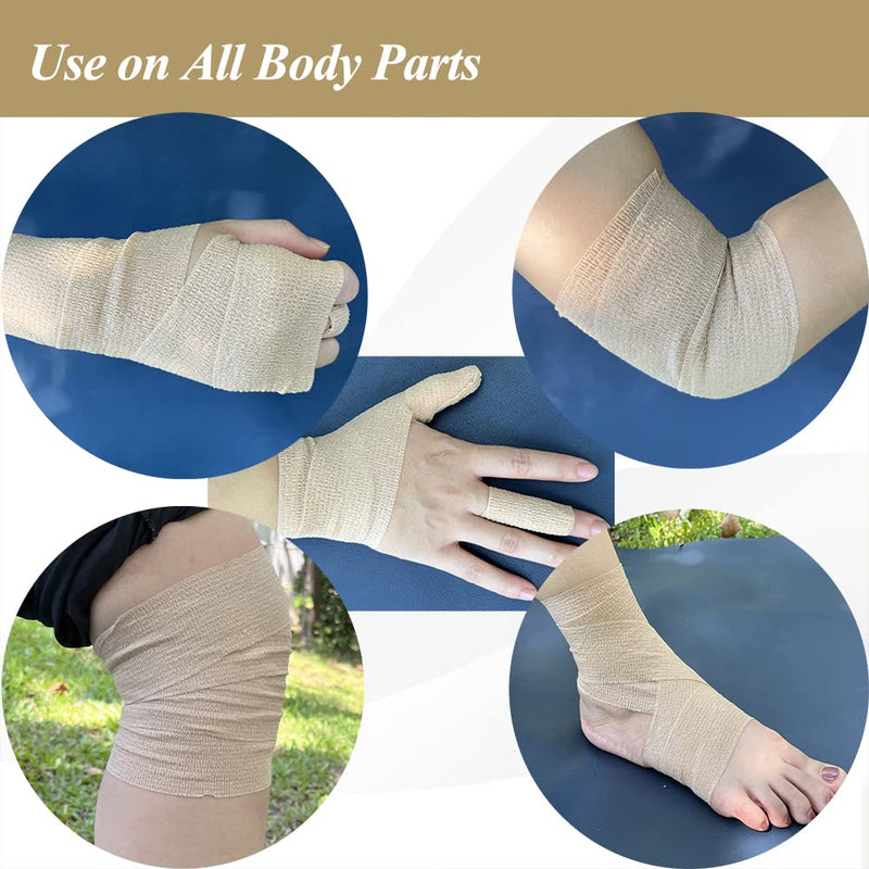 Self Adhesive Bandage Wrap,Vet Wrap for Dogs Breathable Flexible 5 Yards Stretchy 4 Inch Grip Adhesive Self Cohesive Adhering Adherent (Brown) 4 Inches Vet Wrap (4 Pack Brown) - BeesActive Australia
