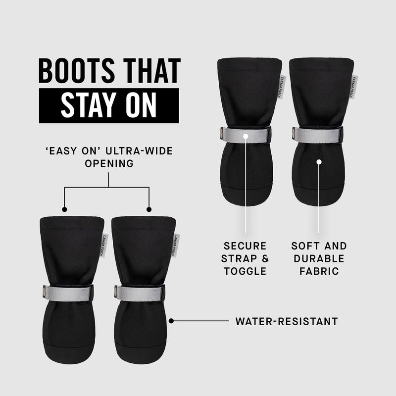 Canada Pooch Dog Winter Boots - Paw Protection, Anti-Slip Dog Shoes with Reflective Strap, Easy On for Small Medium Large Dog Booties - Black, Size 1 - BeesActive Australia