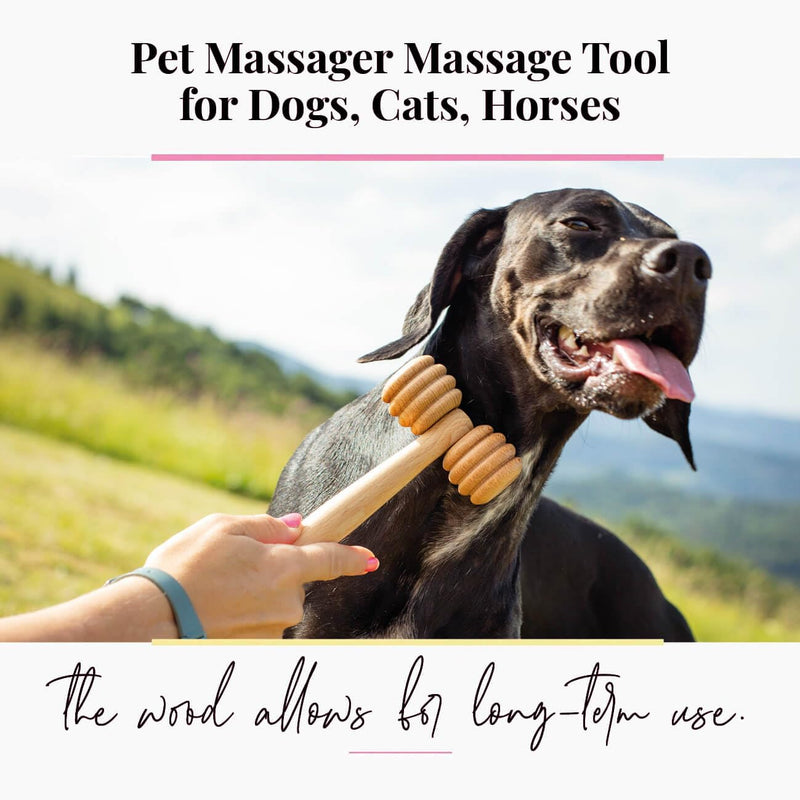 tuuli wooden massager for animals, massage roller for dogs, cats, horses, massage brush, short hair or long hair - BeesActive Australia