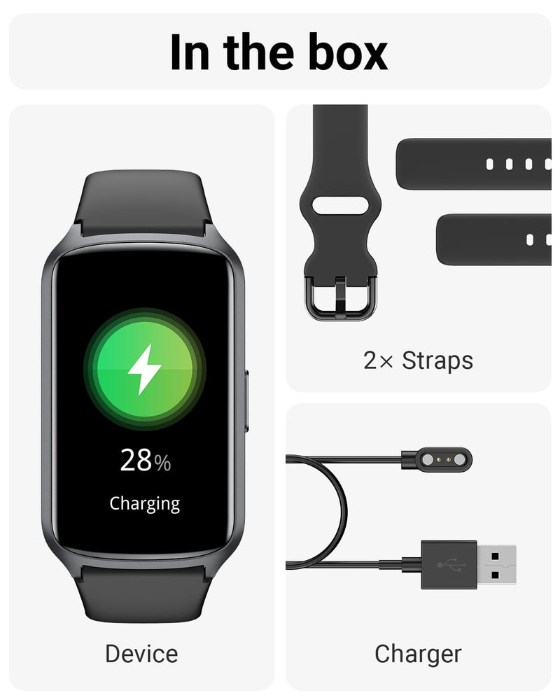 Health Fitness Tracker with 24/7 Heart Rate, Blood Oxygen, Blood Pressure, Sleep Tracker, 5ATM Waterproof Activity Trackers with Step Tracker, Pedometer (S & L Bands Included) Spaceblack
