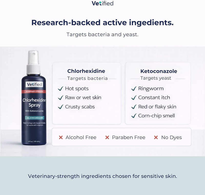 Chlorexhidine Spray for Dogs | Veterinary Strength Anti Itch for Dogs for Hot Spots, Rashes & Itchy Paws 8 fl oz (+ 30 Day Vet Access) | NDC 86247-002-08