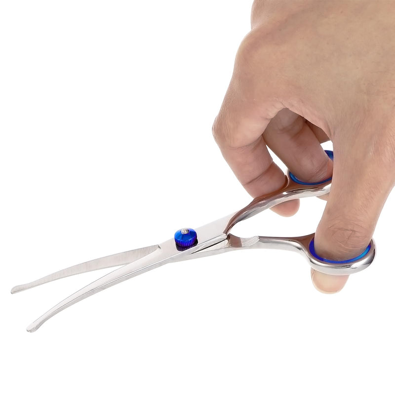 Virtue Yun Dog Scissors, Dog Grooming Scissors with Safety Tip, Curved Grooming Scissors, Stainless Steel, Silver Curved Scissors, Cat Grooming Scissors, Dog Grooming Scissors - BeesActive Australia