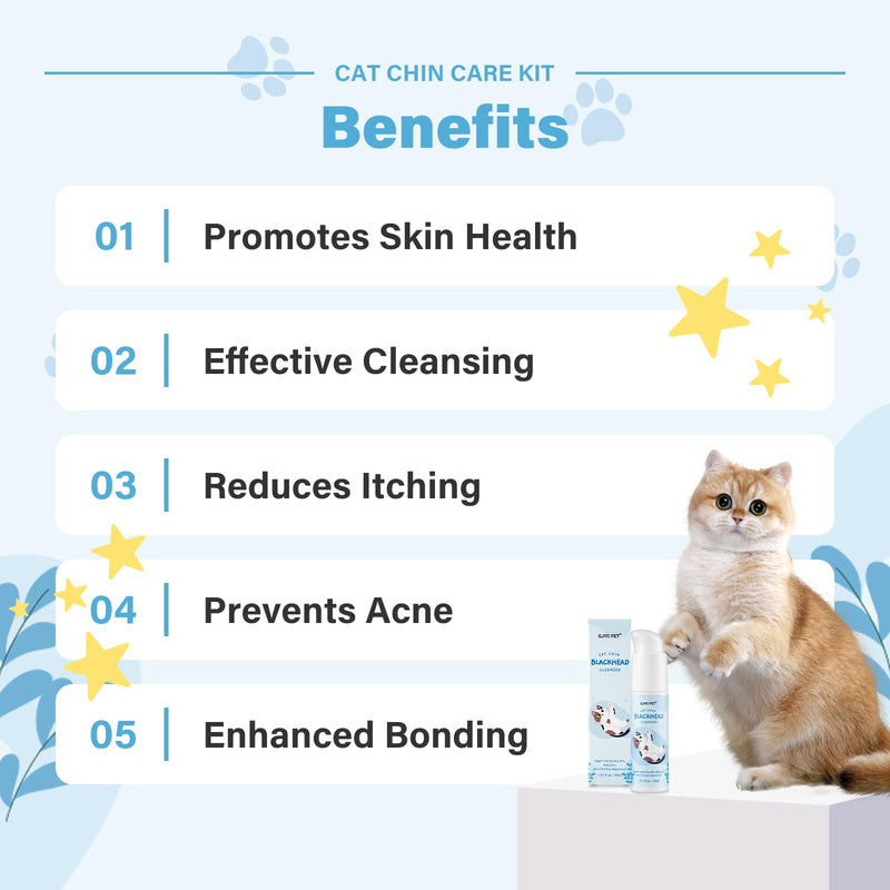 Cat Chin Acne Care Kit - Gently Removes Cat Chin Blackheads, Equipped with Cleansing Brush, Cruelty-Free, Nurtures Cat's Chin Softness and Freshness, 1.01 fl. oz - PawsPlanet Australia