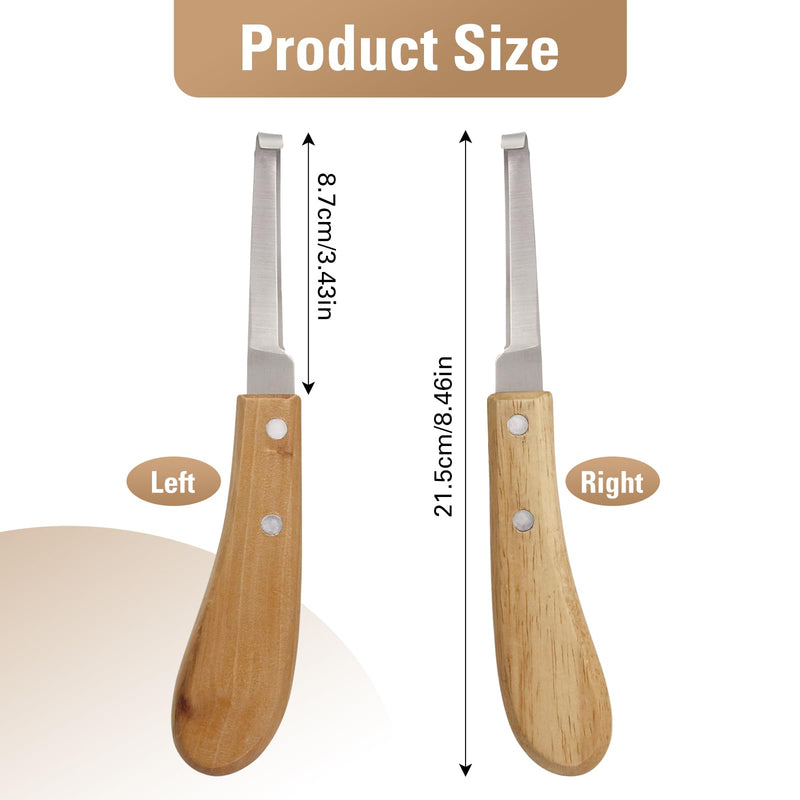 Left and Right Handed Hoof Knife with Wooden Handle 2PCS Hoof Cutter Set Equipment Sharp Carbon Steel Hoof Knife for Horses Cattle Goat Farrier Tools (A Pair of Straight Knives) - PawsPlanet Australia