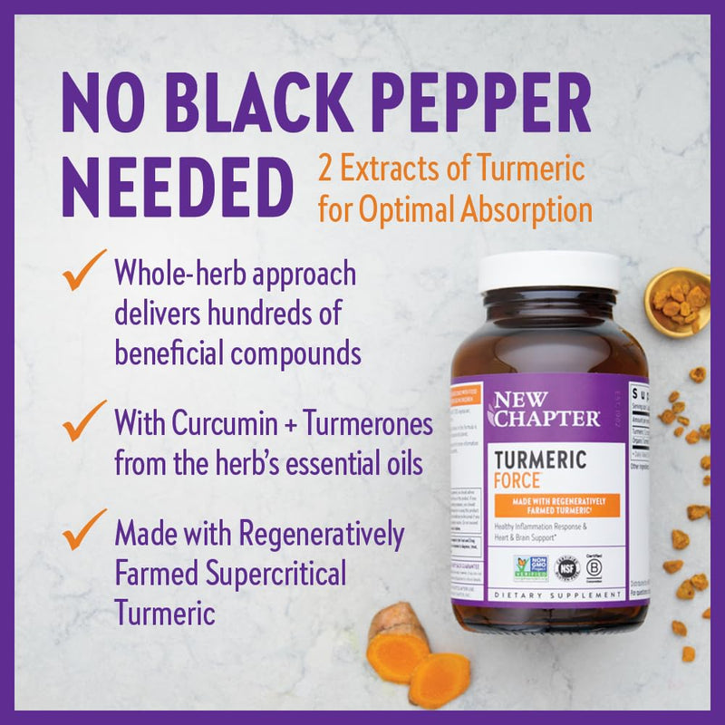 New Chapter Turmeric Supplement, One Daily, Heart, Brain & Healthy Inflammation Support, Supercritical Turmeric Curcumin Means No Black Pepper Needed, Non-GMO, Gluten Free – 120 Count (4 Month Supply) 120 Count (Pack of 1) - BeesActive Australia