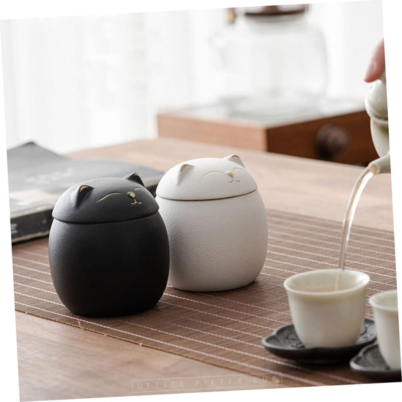 COLLBATH Ceramic cat urn Durable animal urn for pets Loving cat urn with delicate seal Compact urn for cat ashes Cute cat accessory - BeesActive Australia
