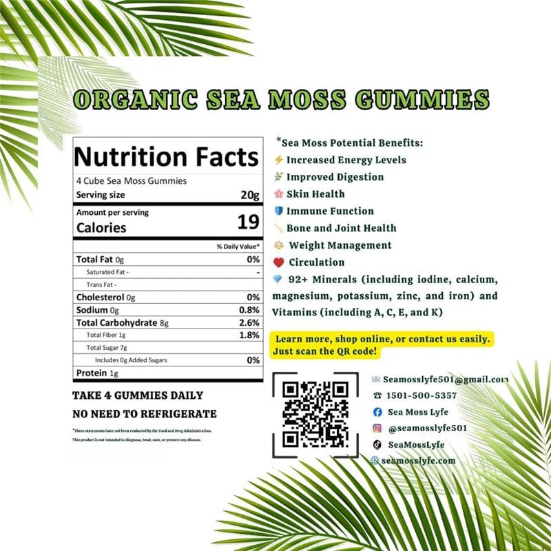 Tropical Tides Gummies – Vegan with Wildcrafted Irish Sea Moss Real Fruit & Vitamin C – Supports Digestive Balance Skin Appearance & Vitality – Gelatin-Free Non-GMO