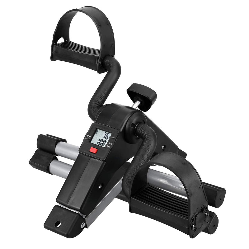 Folding Pedal Exerciser, Mini Under Desk Bike - Portable Foot Hand Cycle Peddler Machine Bicycle Exerciser for Arm Leg While Sitting Silver