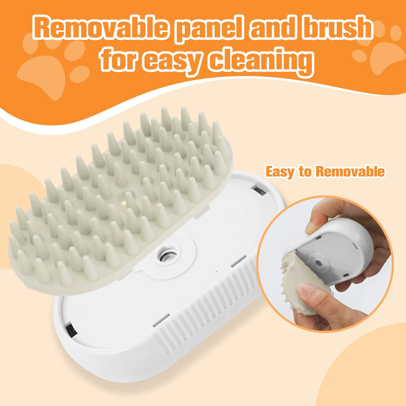 Cat Steam Brush,3 in 1 Steam Brush for Cats,Rechargeable Dog Steam Brush for Shedding,Spritz Defur Comb for Cats Massage andGrooming,Silicone Pet Steam Brush for Long and Short Hair Cats Dogs White - BeesActive Australia