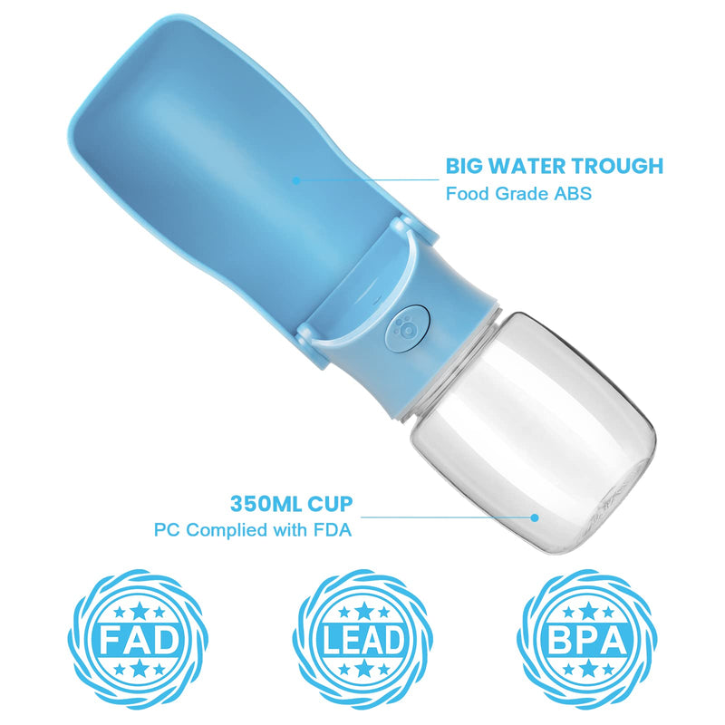 Foldable Dog Water Bottle - Portable Dog Water Dispenser | Leak Proof & Food Grade Plastic Dog Travel Water Bottle | Pet Water Bottle for Dog Cat Outdoor Walking Hiking Travel（Sky Blue） Sky Blue 12oz - BeesActive Australia