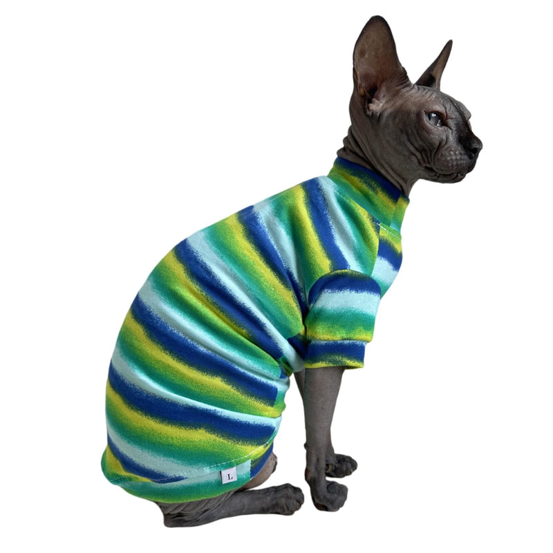 Limited Edition Sphynx Cat Cotton T-Shirts Hairless Cat Sweatshirt Pet Kitten Clothes Round Collar Kitten Shirts Vest Cats & Small Dogs Apparel (Reflection, L (7.7-9.9 lbs)) L (7.7-9.9 lbs) Reflection - BeesActive Australia