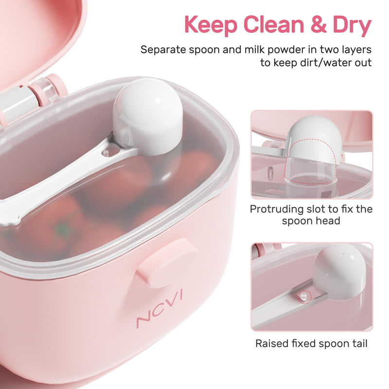 NCVI Baby Formula Dispenser On The Go, Formula Container To Go, Formula Holder for Travel, Outdoor Picnic with Baby Infant, Portable Container for Milk Powder, Snacks, Candy, Fruits (Pink) Pink Cow - BeesActive Australia