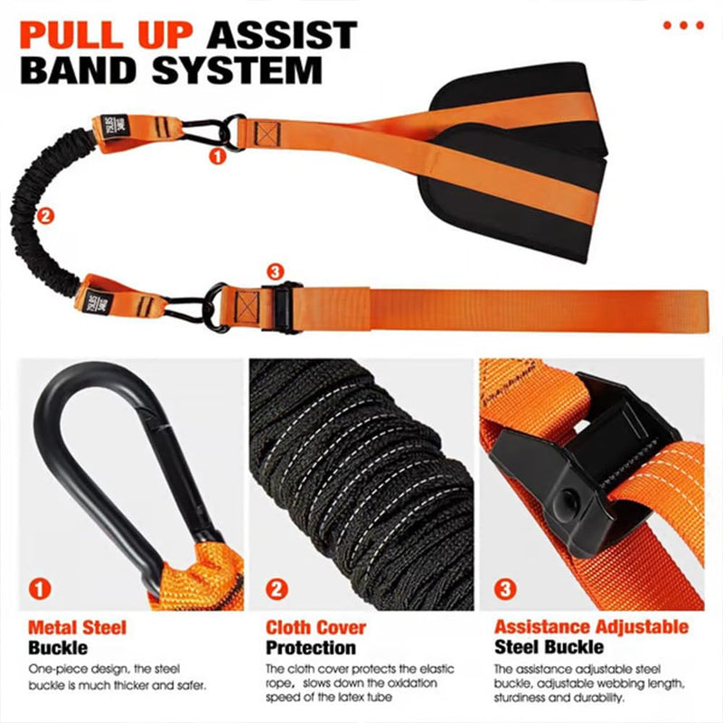 Heavy-Duty Pull up Workout Band, 2025 Ultra Pull up Assistance Bands Set, Adjustable Weight/Size with Fabric Feet/Knee Rest, Home Gym Workout, Strength Training Band, 150/225/300lb (A-225 lbs)