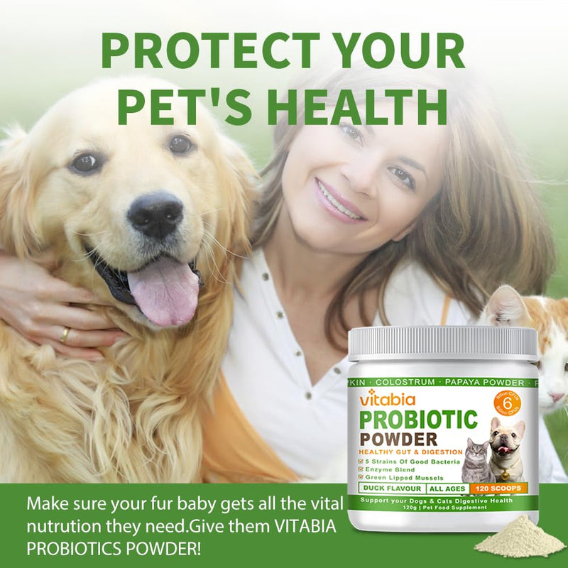 Probiotics For Dogs and Cats Powder - Natural Dog Treats For Gut Health, Itchy Skin Relief, Scooter Gland Treatment For dogs cats With Green Lipped Mussels, Psyllium Husk, Pumpkin, Probiotics Dog