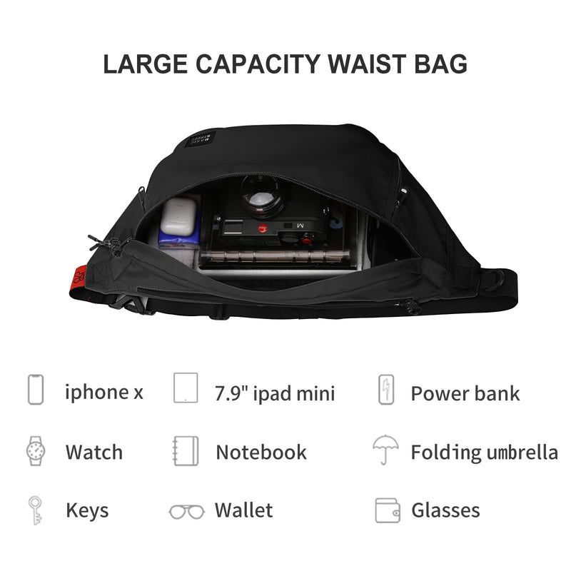 Large Crossbody Fanny Pack for Women Men,Water Resistant Waist Bag Pack with Adjustable Strap & 5-Zipper Pockets,Black B-Black(with 5 Zipper Pockets)