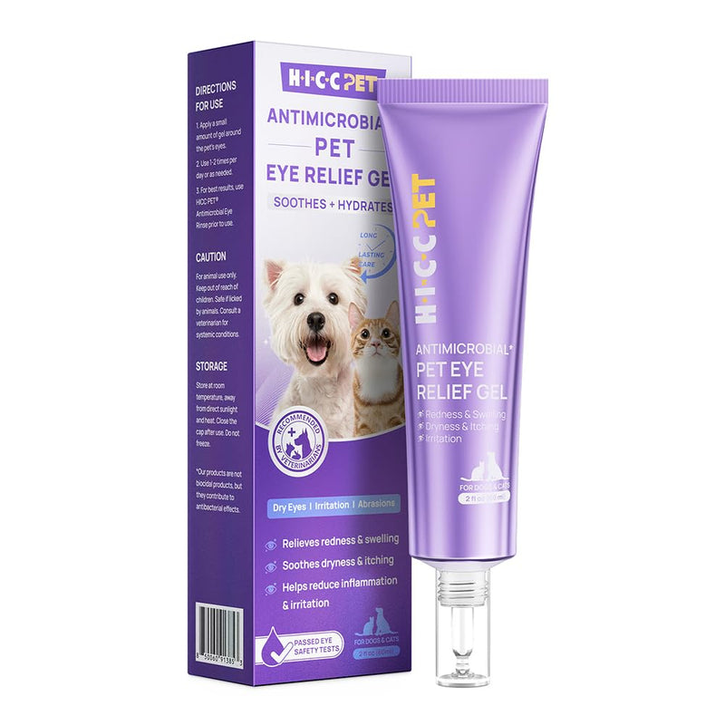 HICC PET Dog Eye Gel, Gentle Pet Eye Cleanser Wash, Moisturizes & Refreshes Dry Eyes, Gentle Daily Pet Eye Care Alternative for Dogs, Cats, Horses. Easy-to-Use, 60ml