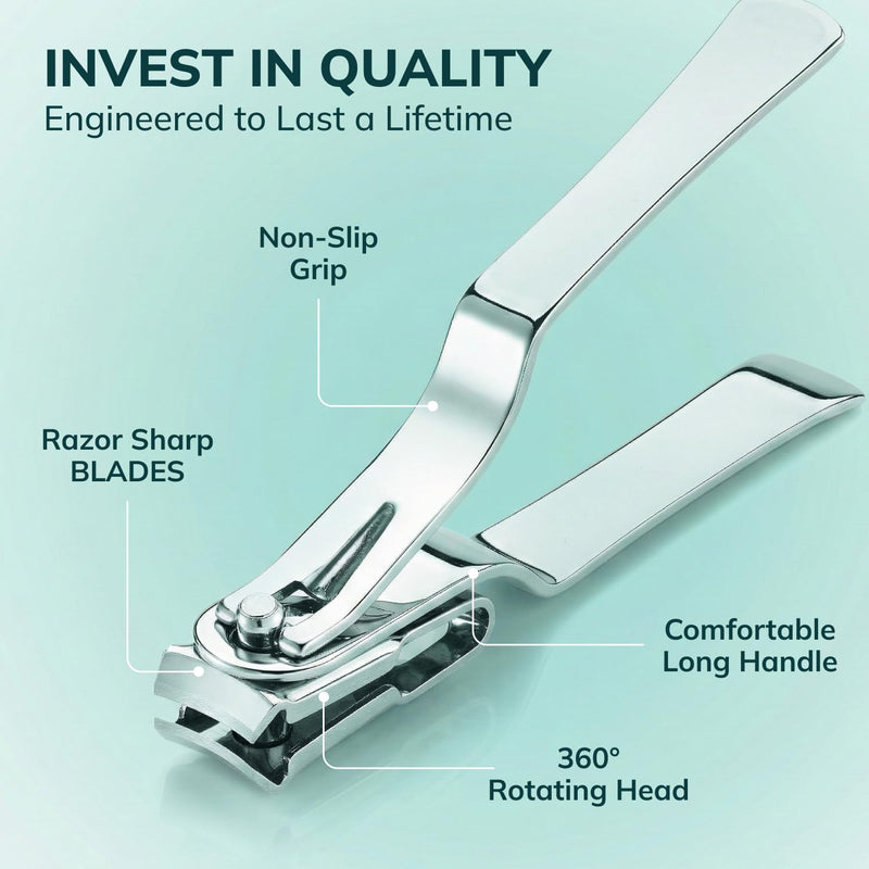 Swissker by Swissklip Nail Clippers for Men & Women | Finger Nail Clippers for Adult with 360 Degree Rotating Head I Fingernail Clippers for Women I Surgical-Grade Stainless Steel Material 1 Pack
