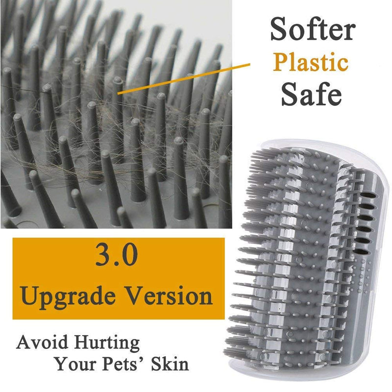 WWVVPET 3.0 Softer Grey Hair Brush with Catnip, Wall Corner Scratcher Comb, Grooming Massage Brush for Long & Short Fur Cat/Kitten/Puppy 3.0 Softer Grey (1 Pack) - BeesActive Australia