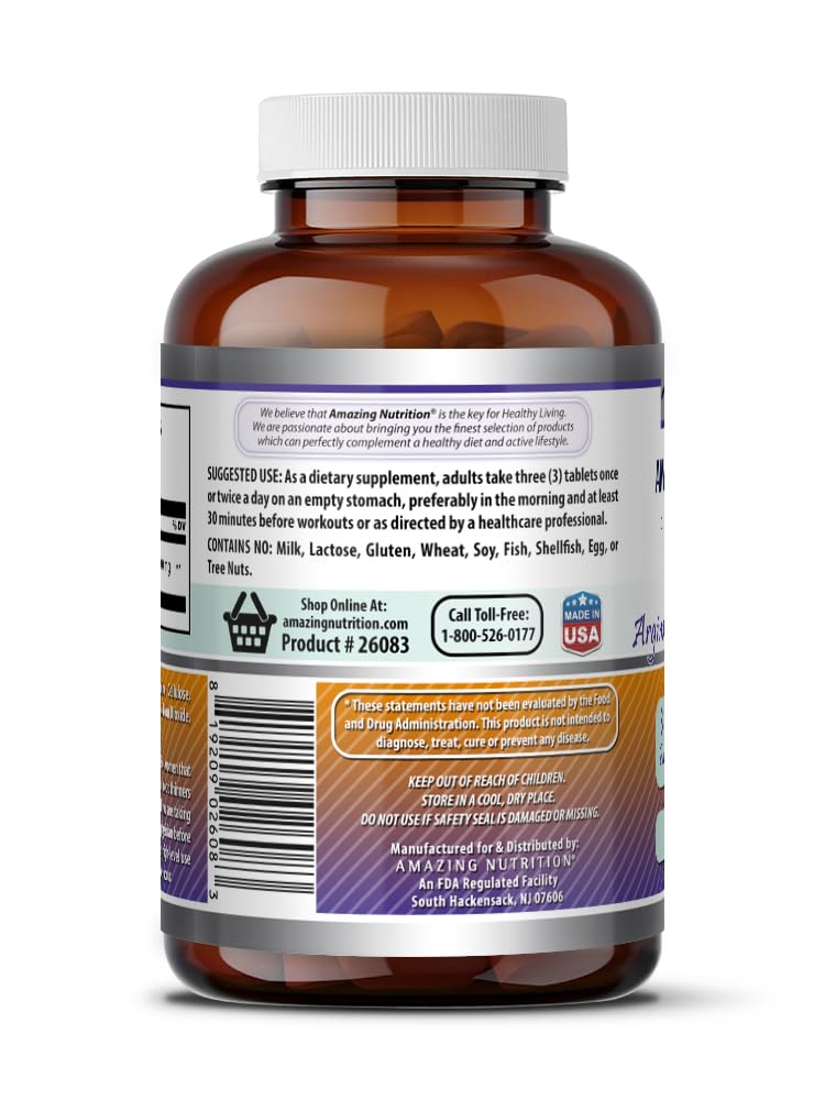 Amazing Formulas AAKG (Arginine Alpha-Ketoglutarate) 3500 Mg | Tablets Supplement | Non-GMO | Gluten-Free | Made in USA (1 Pack | 180 Count) Unflavored 180 Count (Pack of 1)