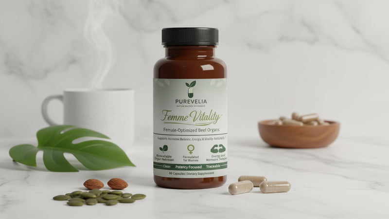 Femme Vitality™ 60 Count Female-Optimized Beef Organs Capsules, Supports Hormone Balance, Energy, and Vitality Female Optimized Beef Organs - 60 Capsules