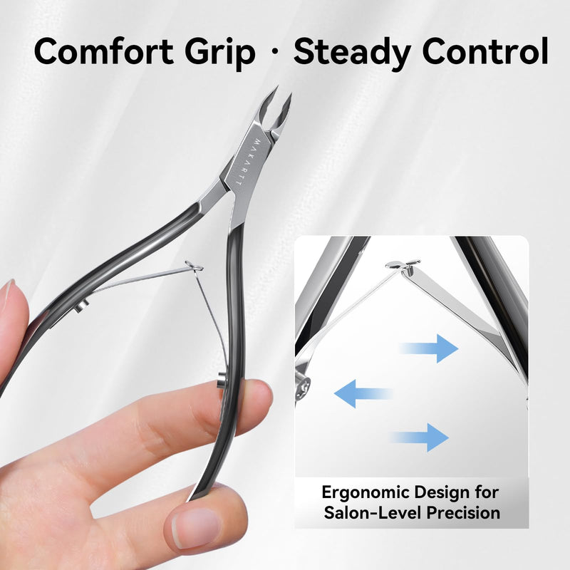 Makartt Professional Cuticle Nipper: 1/2 Jaw Precision Cuticle Trimmer for Beginners & Nail Technicians, 5mm Short Blade, Rust-Resistant Stainless Steel, Salon & Detailed Nail Art Use (Titanium Black) Titanium Black