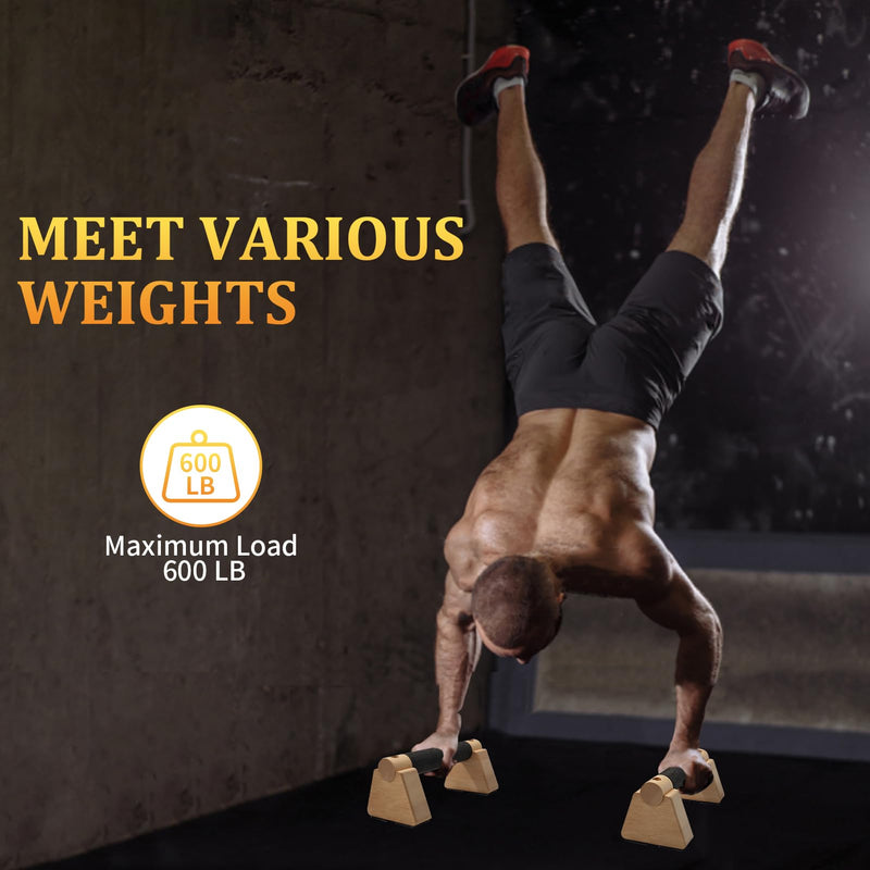 Parallettes Bars - Wooden Calisthenics Equipment for Handstand Training, Push Up Bars & Calisthenics Bar - Handstand Bars and Pushup Handles for Men Wood-20cm