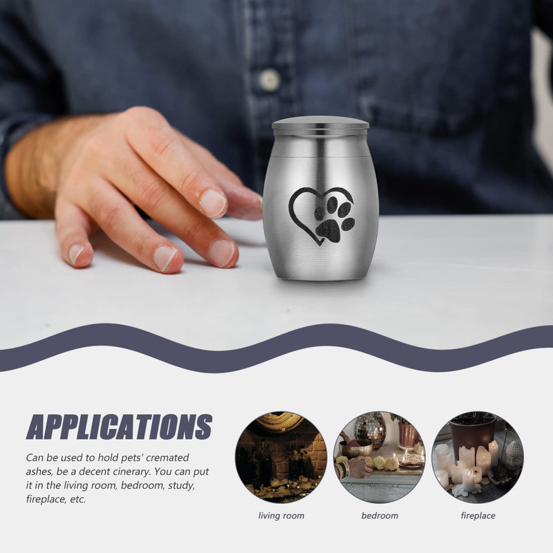 Zerodeko Small Cremation Pet Urn for Dogs Ashes Pet Urn for Dogs Ashes Small Mini Pet Paw Keepsake Urn Stainless Steel Memorial Keepsake for Dogs Cats Silver - BeesActive Australia