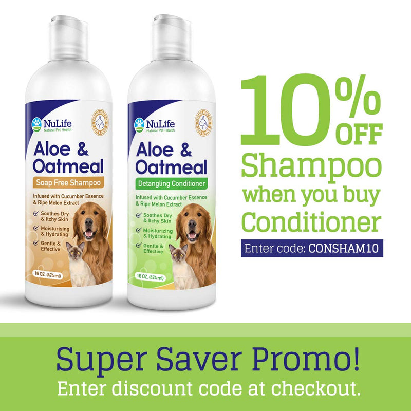 Oatmeal Dog Conditioner for Dry Itchy Skin with Soothing Aloe Vera, Suitable for All Pets, with Cucumber Essence and Ripe Melon Extract, Moisturizes and Detangles Matted Hair, 16 Oz - BeesActive Australia