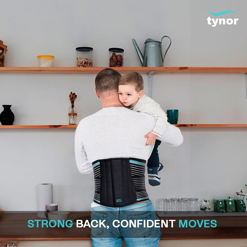 TYNOR Back Support Belt Adjustable Back Brace for Lower Back Pain,Breathable Lumbar Support Belt for Men & Women, Lower Back Brace for Herniated Disc, Sciatica & Heavy Lifting (Small, Classic Black) Small