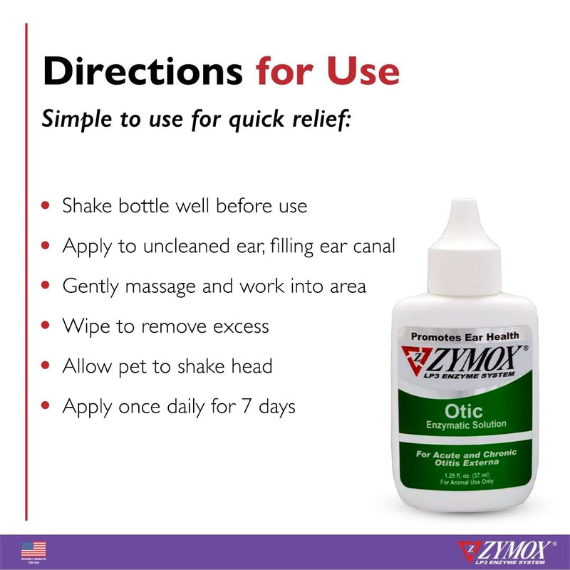 ZYMOX Enzymatic Ear Wipes and Otic Ear Solution Hydrocortisone Free for Dogs and Cats - Product Bundle - For Dirty, Waxy, Smelly Ears and to Soothe Ear Infections, 100 Count Wipes and 1.25oz bottle - PawsPlanet Australia