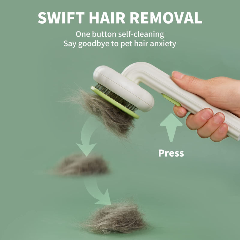 Cat Brush Dog Brush with Release Button for Shedding, Self Cleaning Cat Comb Hair Brush for Indoor Cats, Dog Deshedding Brush Grooming Kit, Pet Supplies Hair Remover Tool Green - BeesActive Australia