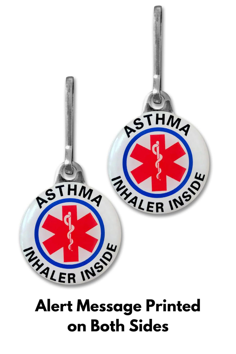 "Asthma Inhaler Inside" Alert Tags. Double Sided Medical Tags (two piece set)