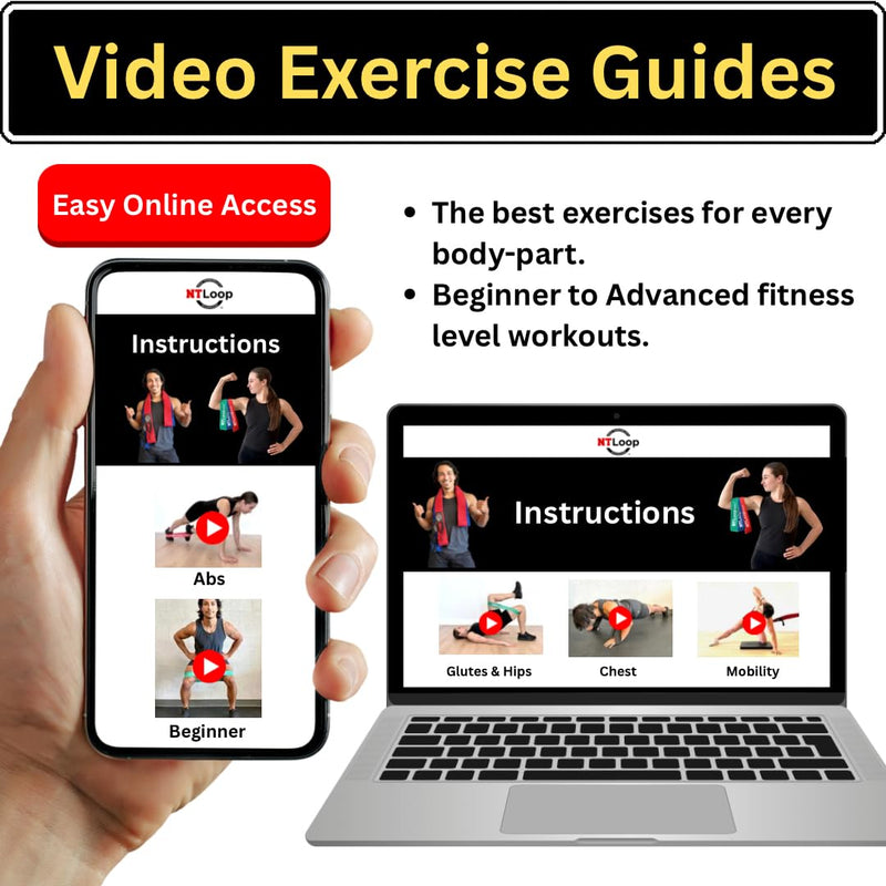 Long Fabric Resistance Band with Door Anchor - Full Body Resistance Band for Working Out and Physical Therapy - Medium Strength Exercise Band - BeesActive Australia