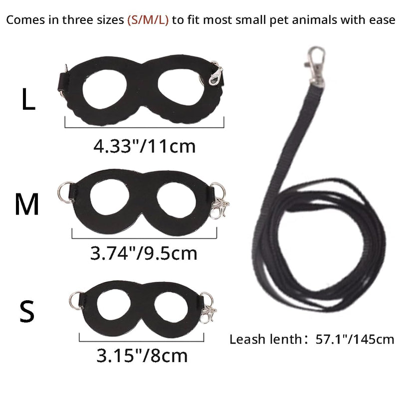 MANON ROSA Sugar Gliders Harness Leash Set - 3 Pcs Training Walking Gear Small Animal Adjustable Traction Ropes Vest for Squirrels Hamsters Rats Gerbils Reptiles Bearded Dragon Lizards Black 01 Black - BeesActive Australia