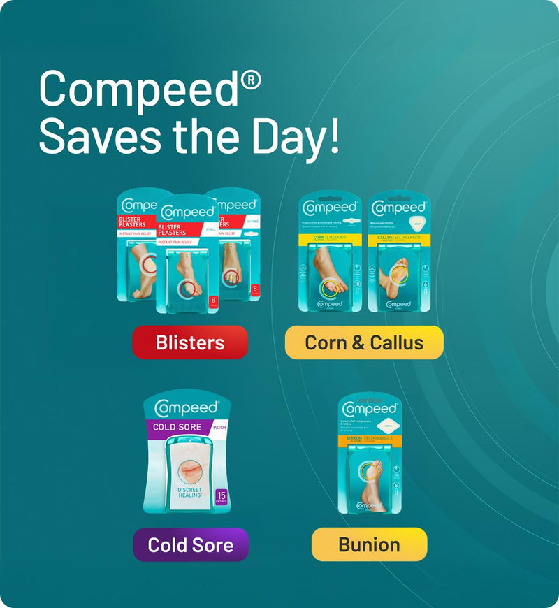 Compeed Corn Medium Size Plasters, 10 Hydrocolloid Plasters, Foot Care, Fast Natural Corn Removal, Dimensions: 1.7 cm x 6.0 cm - BeesActive Australia