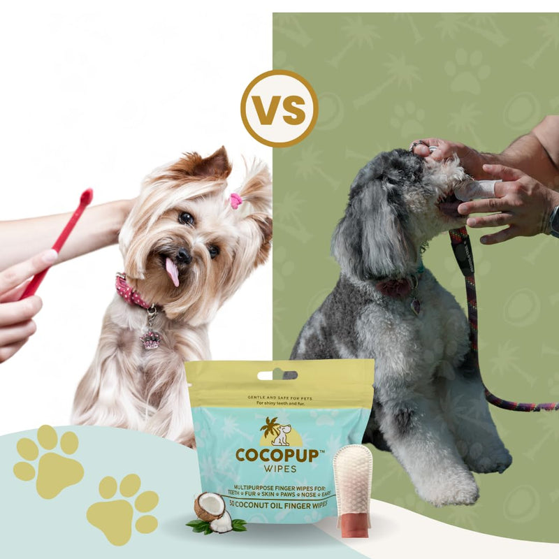 Dog Teeth Cleaning Wipes Ear Nose Paws Fur Cleaner Pure Coconut Oil - PawsPlanet Australia