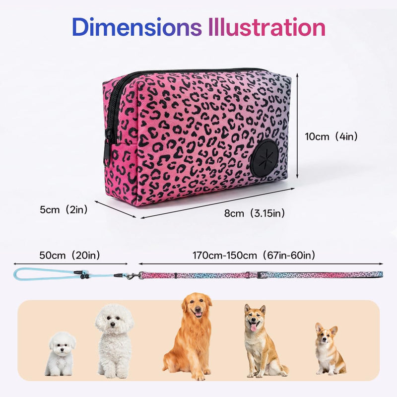 Hands Free Dog Leash with Slip Lead，Waist Leash Retractable for Dog Walking, Jogging and Running,Dual Padded Handles and Durable Bungee for Walking, Jogging and Running(Chic Leopard Pattern)