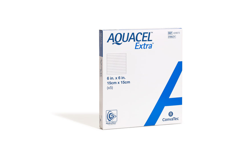 AQUACEL Extra 6"x6" Hydrofiber Wound Dressing, Sterile, 5 Ct 6" x 6" (5 Count)