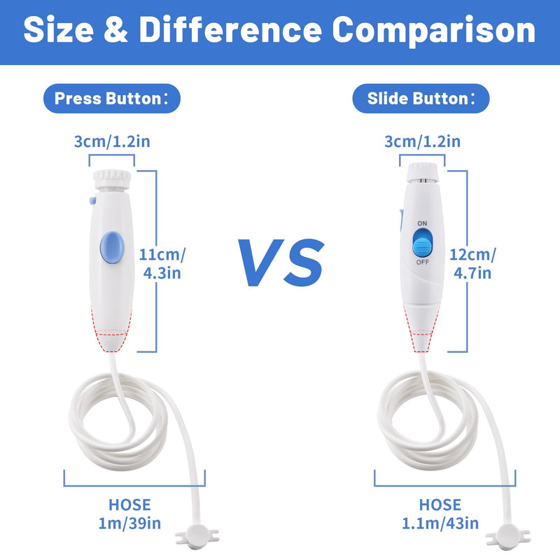 Replacement Hose and Handle Parts Compatible with Waterpik Water Flosser WP-100 WP-300 WP-660 WP-900 Series Oral Irrigator, Plastic Handle, Oral Hygiene Accessories (Slide Switch) Slide Switch - BeesActive Australia